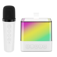 Mini karaoke stroj pre deti a dospelých Prenosná súprava Bluetooth karaoke reproduktorov s 1 bezdrôtovým mikrofónom a RGB svetlami