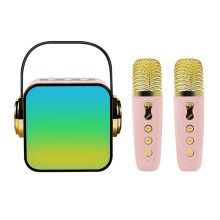 Mini detský karaoke stroj Prenosný Bluetooth karaoke reproduktor s 2 bezdrôtovými mikrofónmi Narodeninové hračky pre dievča