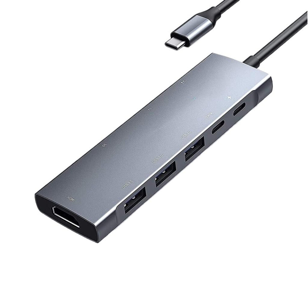 Chronus Gray C Hub With 4K Pd Charging, Sd/Micro Card Reader, 3.0, 3.5Mm Headphone Jack Type C(Gray)