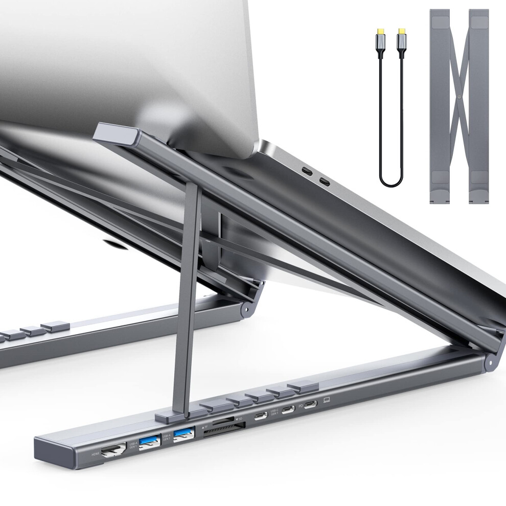 Chronus Usb C Laptop Docking Station Stand, Usb C Dock Tablet Stand, 7 In 1 Usb C Hub With 4K Hdmi, 2 Usb 3.1, Pd 100W, Universal Docking Station For 6976918035394