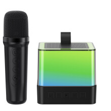 Mini karaoke stroj pre deti a dospelých Prenosná súprava Bluetooth karaoke reproduktorov s 1 bezdrôtovým mikrofónom a RGB svetlami