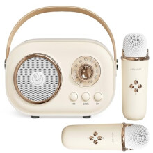 Mini detský karaoke stroj Prenosný Bluetooth reproduktor s 2 bezdrôtovými mikrofónmi Hračky pre chlapcov a dievčatá Darčeky C
