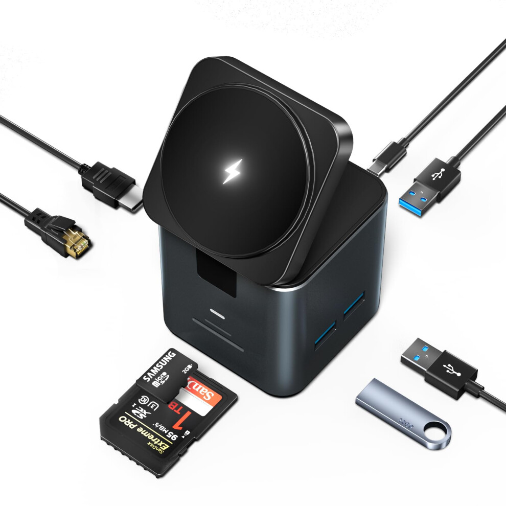 Chronus Laptop Docking Stations, Usb C Docking Station With Wireless Charging,4K Hdmi, 100W Pd Charger, 4Usb A/C Ports, Usb-C Hub For Mac Laptop, 6976918035622