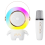 Mini máquina de karaokê infantil, Bluetooth com luz LED de relógio e 1 microfone sem fio, presente de Natal (branco) 1