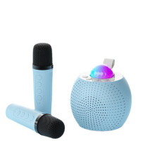 Mini karaoke stroj pre deti a dospelých Bluetooth reproduktor s 2 bezdrôtovými mikrofónmi Prenosný reproduktor s disco svetlami