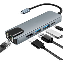 Chronus USB C Hub, 5-in-1 USB C to 4K HDMI,USB C Multiport Adapter with Ethernet Port, 100W Power Delivery PD Type C Charging Port, USB 3.0& 2.0 Ports