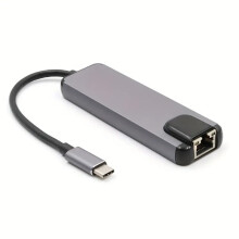 Chronus USB C Hub Multiport Adapter Splitter, 5in1, RJ451000 Mbps, 4K HDTV, USB Hub with Ethernet Port, 5 in 1 RJ45 1000 Mbps USB3.0 Aluminum(Gray)