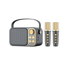 Mini machine de karaoké pour enfants et adultes, haut-parleur Bluetooth portable avec 2 microphones sans fil, jouets, cadeau d'anniversaire