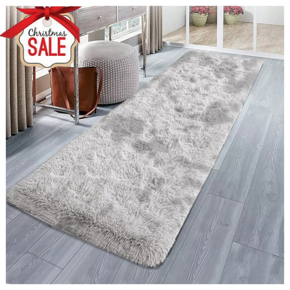 (60x220 cm (Runner Floor Rug)) Silver Rugs Anti-Slip Large Shaggy Rug Super Soft Mat Living Room Bedroom Carpet