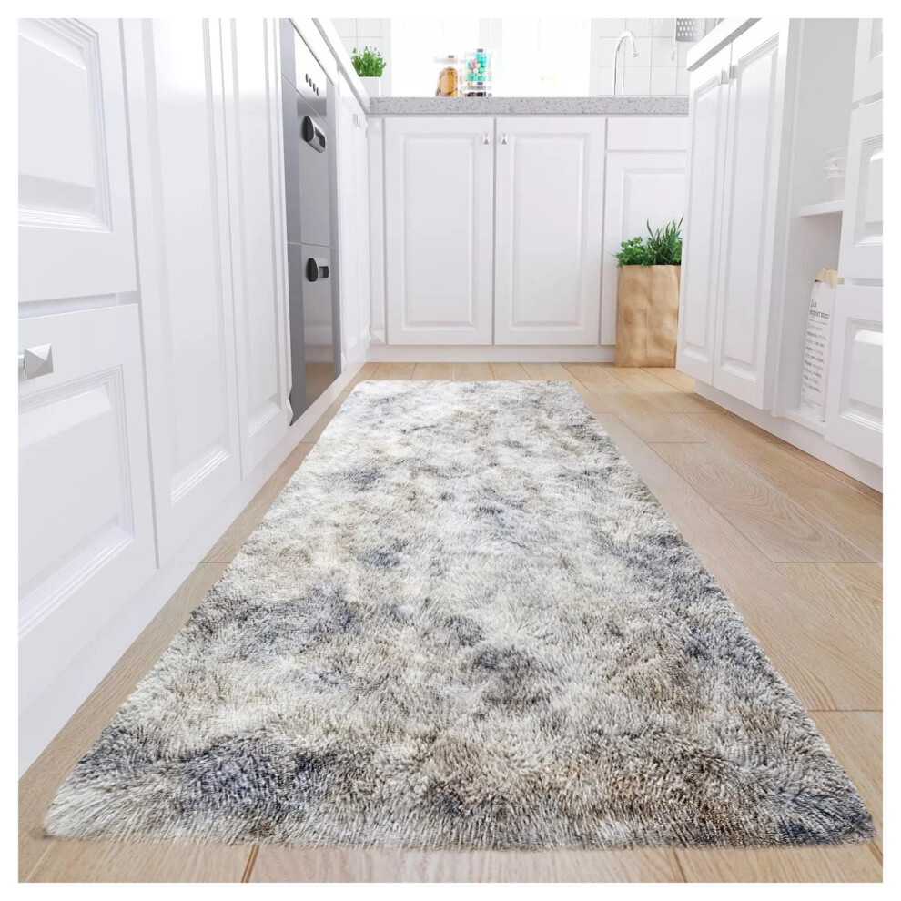 (80x300 cm (Extra Large Hallway Runner Rug)) Silver Rugs Anti-Slip Large Shaggy Rug Super Soft Mat Living Room Bedroom Carpet