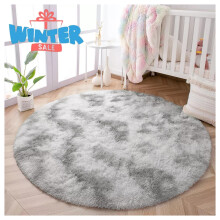 (120x120 cm (Circle Round Rug)) Silver Rugs Anti-Slip Large Shaggy Rug Super Soft Mat Living Room Bedroom Carpet