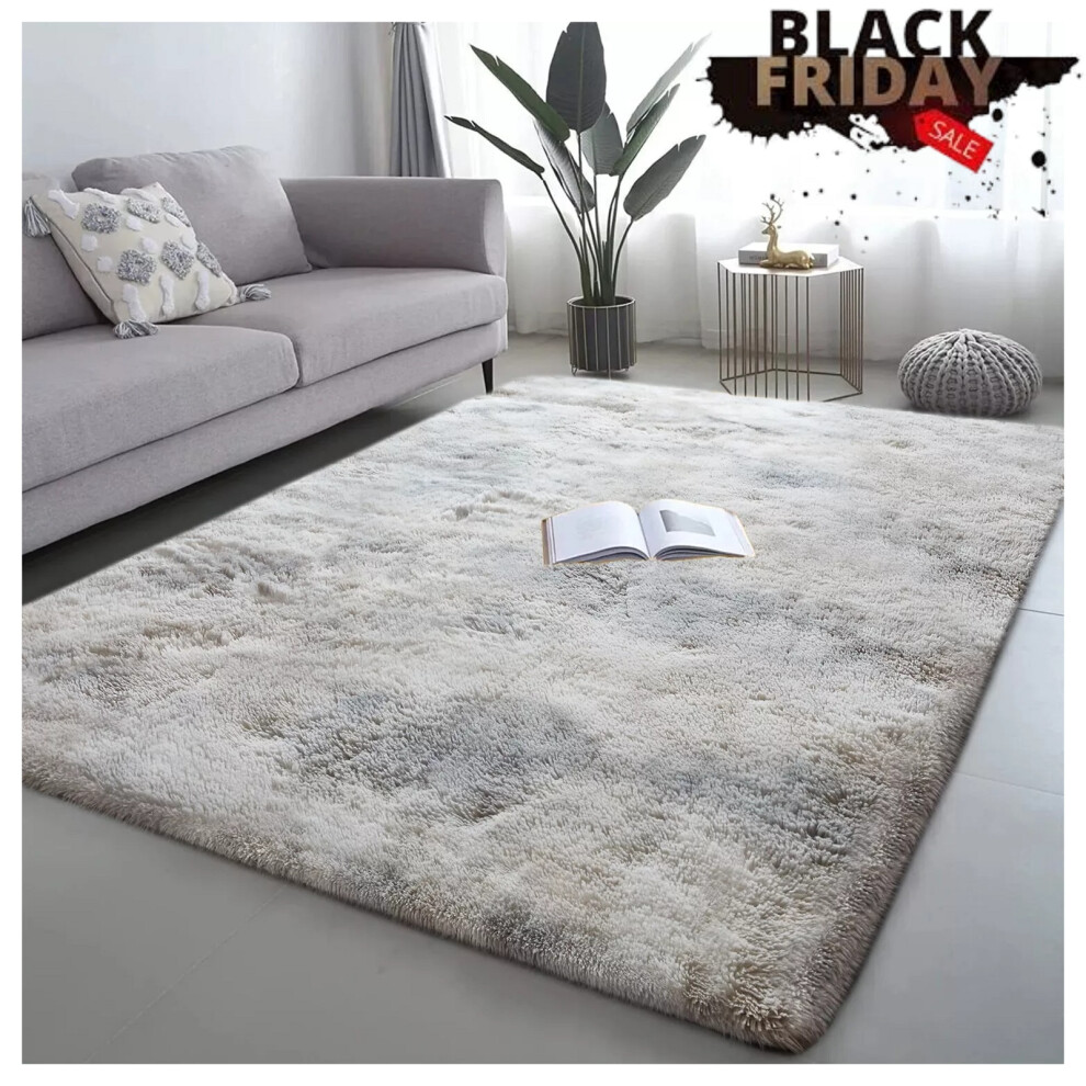 Imperial Rooms (120X170 Cm (Small Area Rug)) Rugs Anti-Slip Large Shaggy Rug Super Soft Mat Living Room Bedroom Carpet Silver