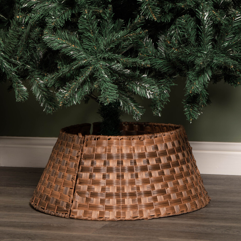 Samuel Alexander 40/58Cm Medium Kd Plastic Rattan Woven Tree Skirt In Brown