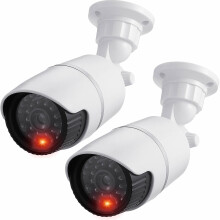 JUSTOP 2x Bullet Dummy CCTV Camera, White&Black Decoy Security Cameras