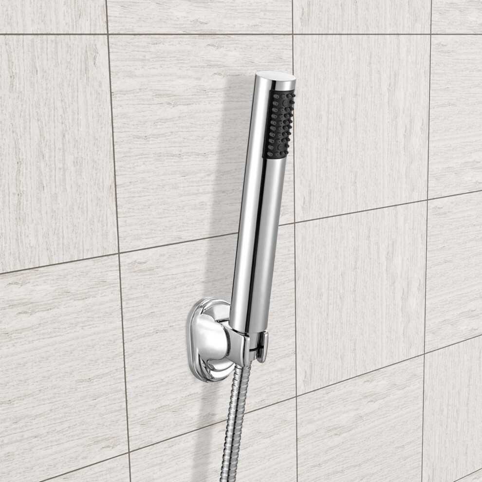 Nes Home Round Chrome Finish Shower Head With Hose & Wall Mounted Holder