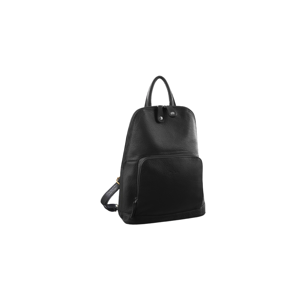 Milleni Genuine Italian Leather Soft Nappa Leather Backpack Travel Bag - Black