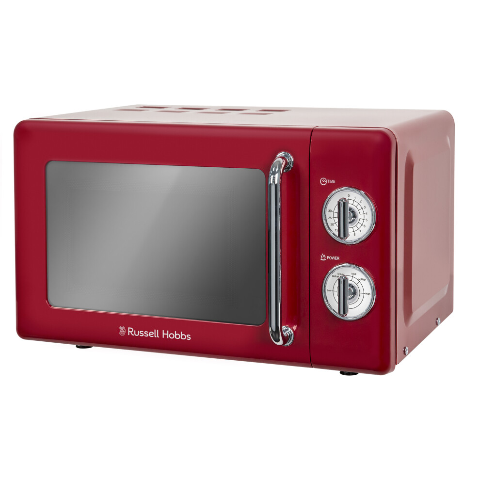 Russell Hobbs Retro Microwave 700W 17L Red Compact Manual RHRETMM705R