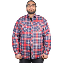 (Red Blue, L) Mens Padded Lumberjack Shirt Winter Warm Thick Top