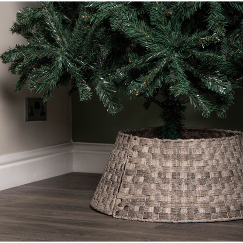 Samuel Alexander 40/58cm Samuel Alexander Medium Plastic Wicker Woven Tree Skirt in Grey 2