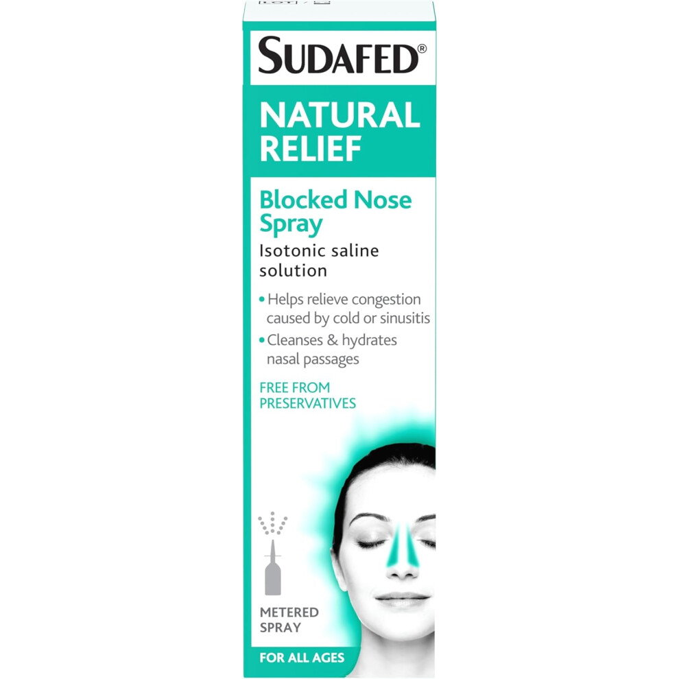 (Sudafed Natural Relief Blocked Nose Spray, Cleanses and Hydrates The Nasal Passage, a Natural Congestion Relief from Col) Sudafed Blocked Nose Spray,