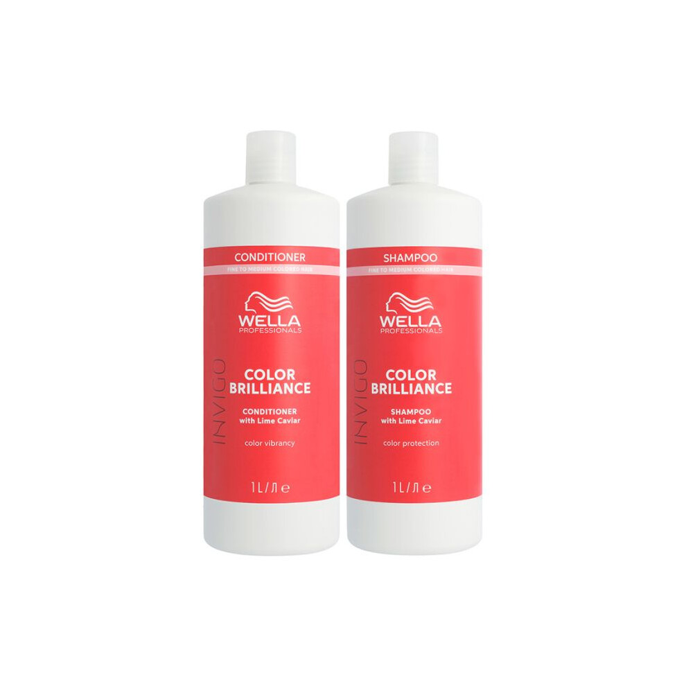 Wella INVIGO Color Brilliance Color Protection Fine/Normal Shampoo 1000ml and Vibrant Color Conditioner 1000ml