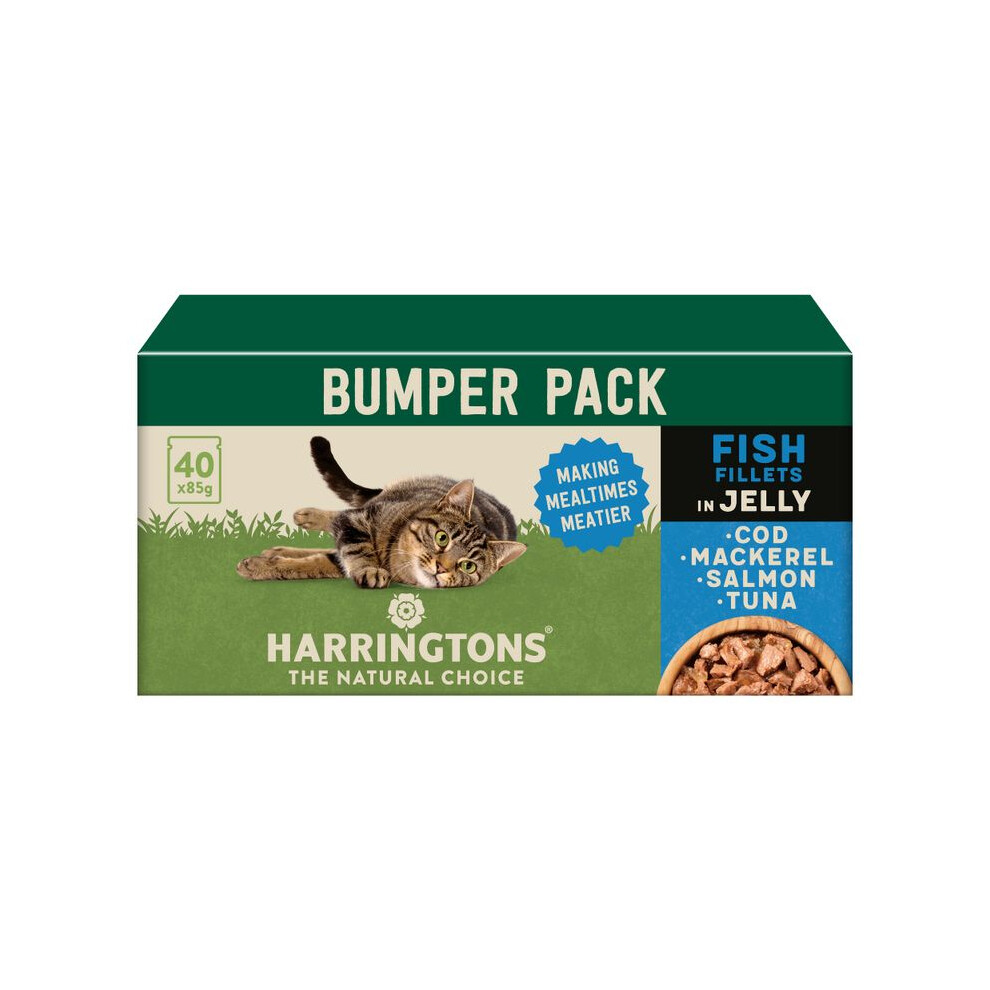 Harringtons Wet Adult Cat Food Fish In Jelly 40 x 85g Pouches