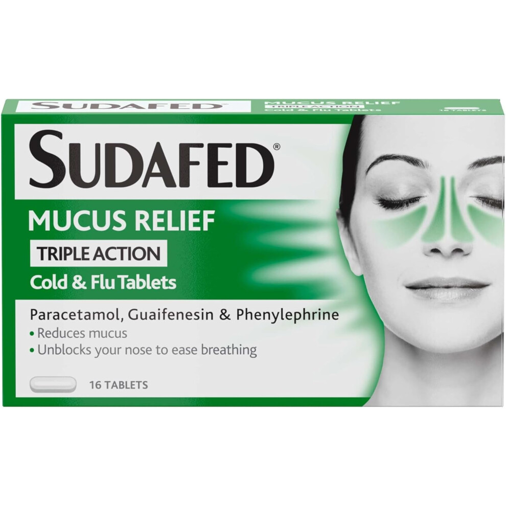 (Sudafed Mucus Relief Triple Action Cold & Flu Tablets, Helps fight Cold and Flu and Unblocks the Nose, Reduces Mucus and) Sudafed Sinus Max Strength