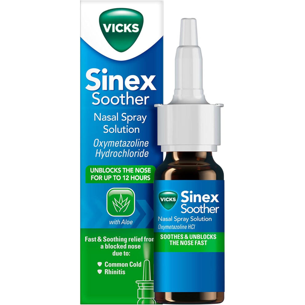 (Vicks Nose Spray, Sinex Soother, Decongestant Nasal Spray For Blocked Nose Due To Cold Or Rhinitis, With Aloe Vera, Natu) Vicks Nose Spray, Sinex Soo