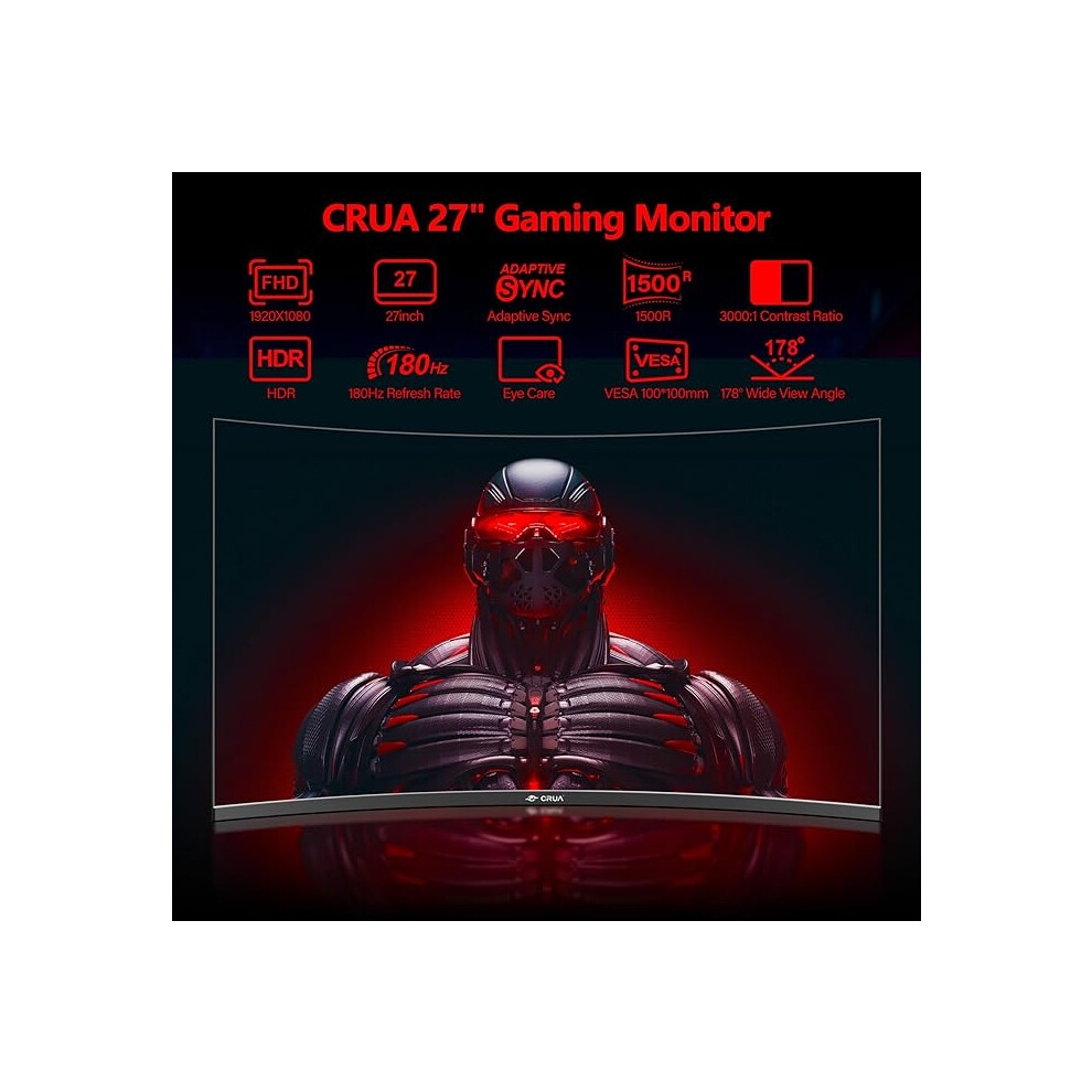 crua-gaming-monitor-27-inch-180hz--curved-pc-monitor-full-hd-1080p-1500r-frameless-computer-monitor-with-freesync-and-eye-care-technology