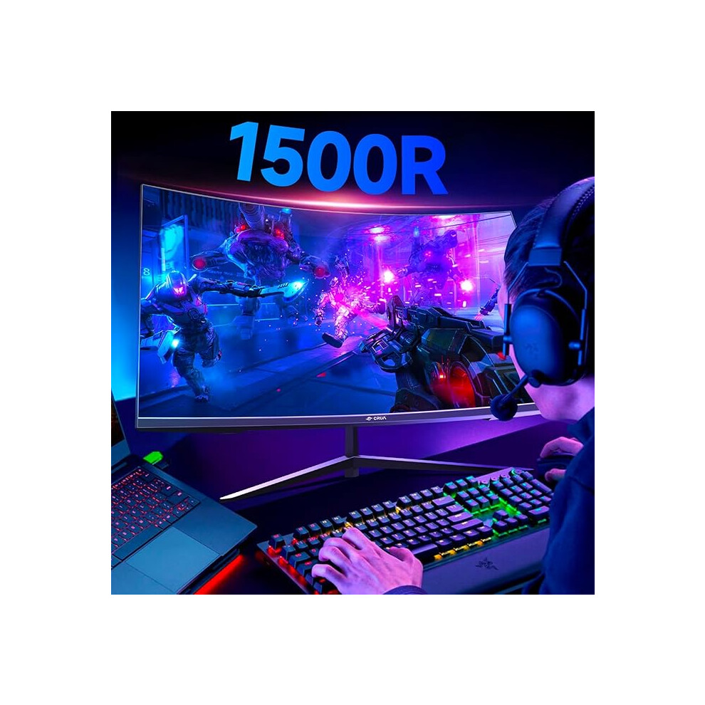 crua-gaming-monitor-27-inch-180hz--curved-pc-monitor-full-hd-1080p-1500r-frameless-computer-monitor-with-freesync-and-eye-care-technology