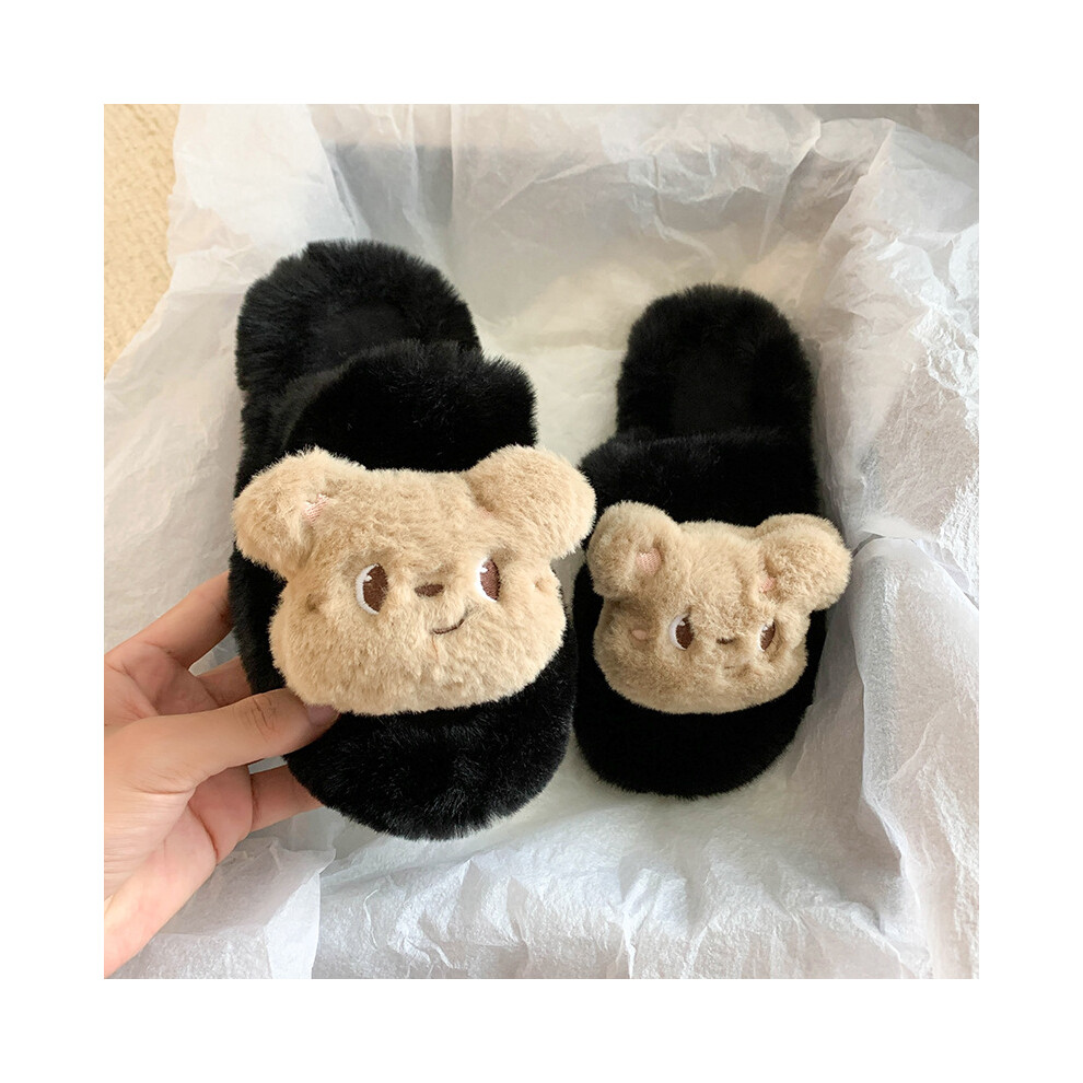 (Black, 41) Cute Plush Cartoon Bear House Slippers Available In Various Sizes For Ultimate Comfort And Warmth-image-OPC-PFJKMTY-NEW