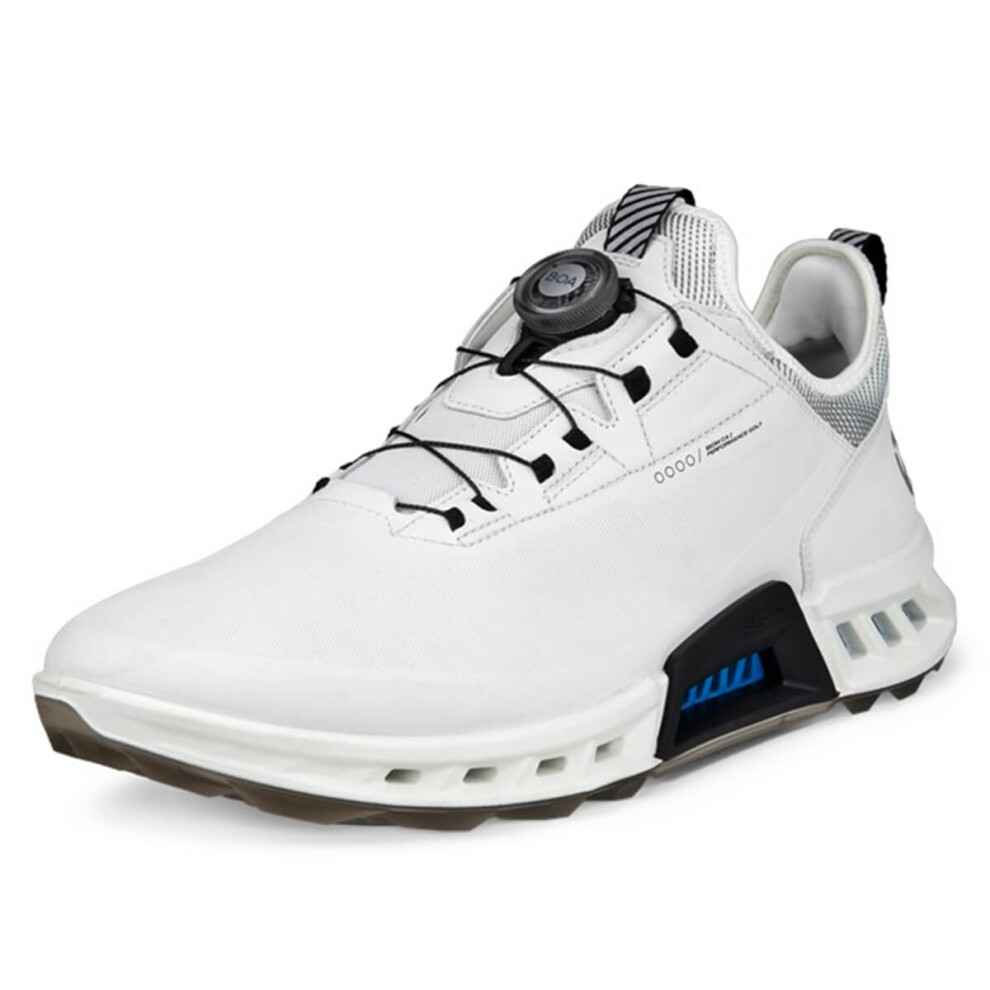 (UK 8-8.5, White/Black) Ecco Mens 2024 M Biom C4 Boa Fastening Waterproof Leather Spikeless Golf Shoes