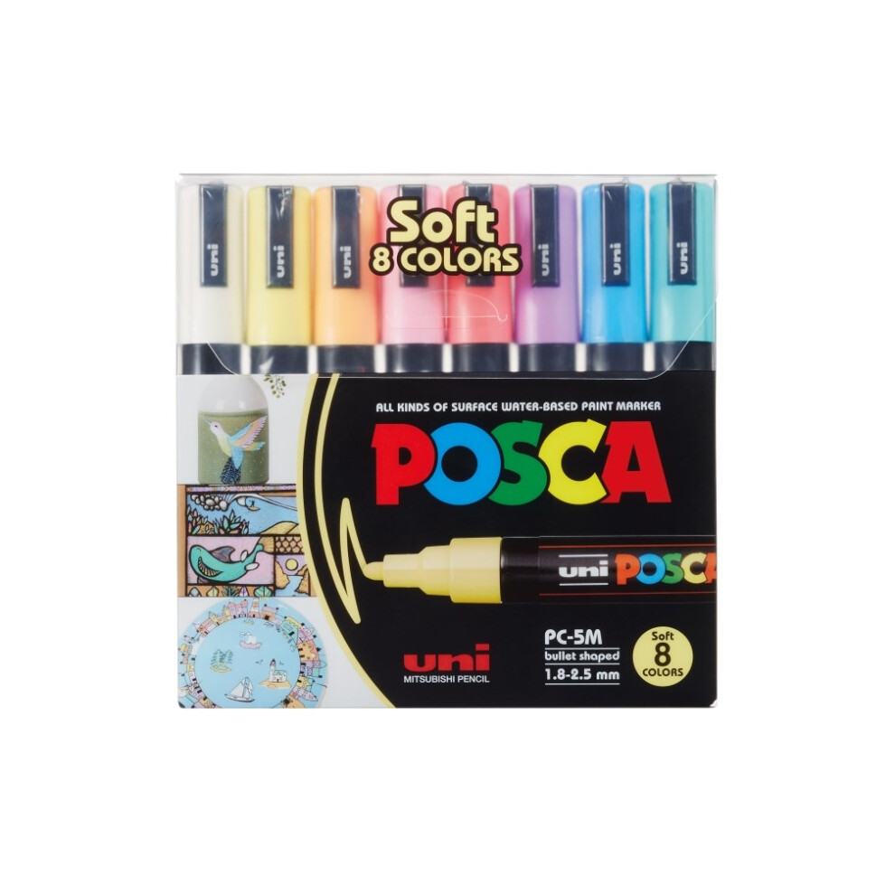 POSCA Marker UNI PC-5M 8er Etui Pastell