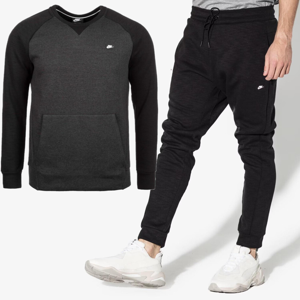 (Black, Small) Nike Sportswear Optic Crewneck Tracksuit