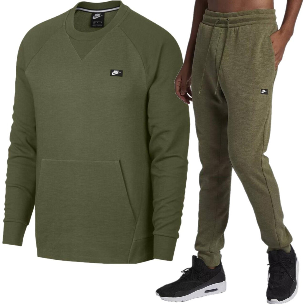 (Green, Small) Nike Sportswear Optic Crewneck Tracksuit