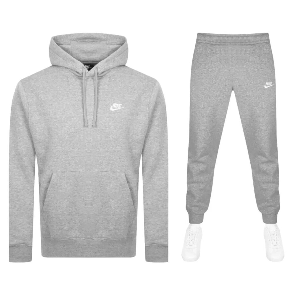 (Medium) Nike Club Hooded Grey Tracksuit