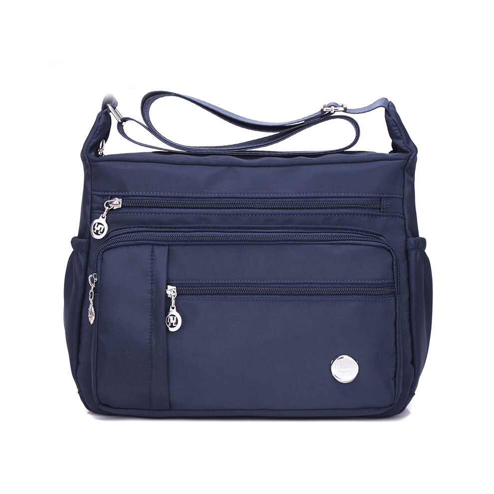 (Blue-l) Women Shoulder Handbag Roomy Multiple Pockets Bag Ladies Crossbody Purse Fashion Tote Top Handle Satchel