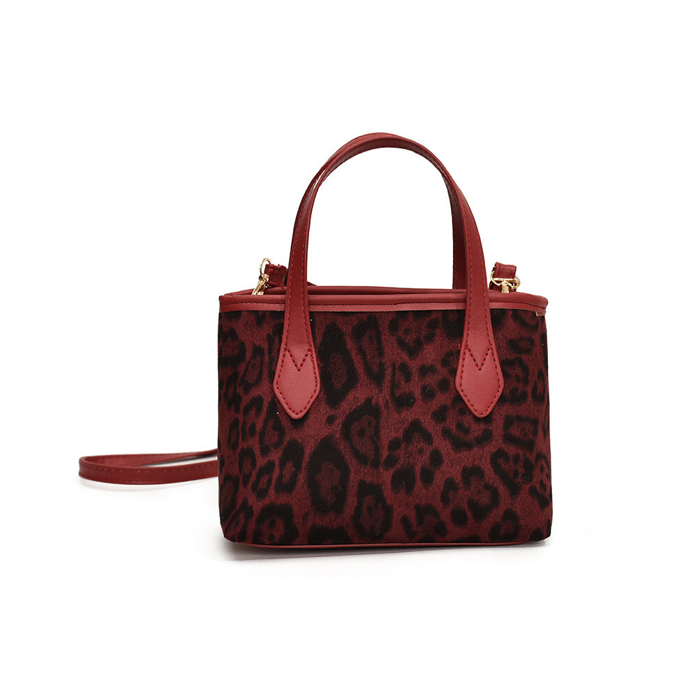 (Red) Contemporary Leopard Print Zipper Handbag For Women Great For Casual Daily Wear
