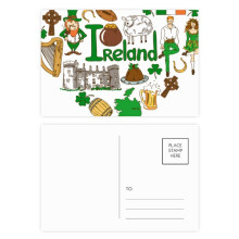 Ireland Love Heart Landscap National Flag Postcard Set Birthday Mailing Thanks Greeting Card