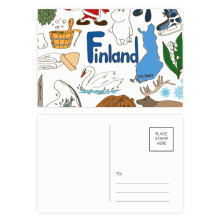 Finland Landscap Animals National Flag Postcard Set Birthday Mailing Thanks Greeting Card