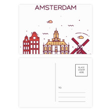 Amsterdam Flat Landmark Postcard Set Birthday Mailing Thanks Greeting Card