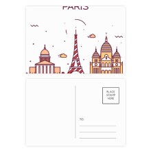 Paris French Flat Landmark Pattern Postcard Set Birthday Mailing Thanks Greeting Card