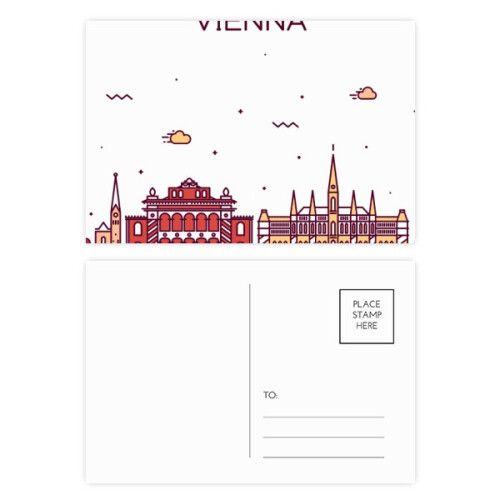 Vienna Austria Flat Landmark Pattern Postcard Set Birthday Mailing Thanks Greeting Card