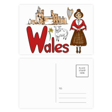 Wales National symbol Landmark Pattern Postcard Set Birthday Mailing Thanks Greeting Card