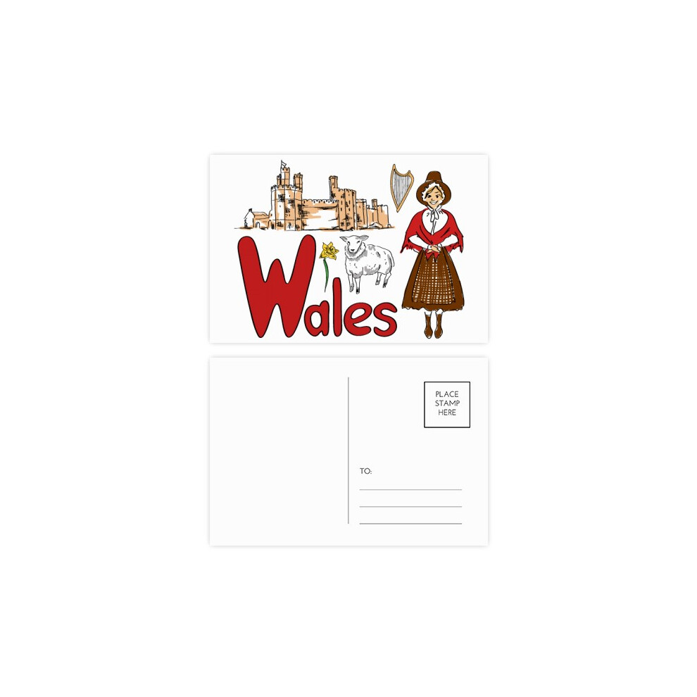 Wales National symbol Landmark  Pattern Postcard Set Birthday Mailing Thanks Greeting Card-image-OPC-PFJMBQM-NEW