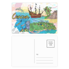 Cancun Mexico Island Mayan Temple Postcard Set Birthday Mailing Thanks Greeting Card