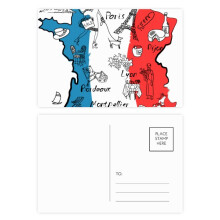 Map City France Landmark National Flag Postcard Set Birthday Mailing Thanks Greeting Card