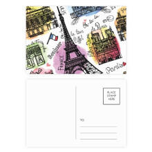 Building France Eiffel Tower Watercolor Postcard Set Birthday Mailing Thanks Greeting Card
