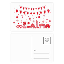 red chinese paper cutting pattern postcard set birthday mailing thanks greeting card