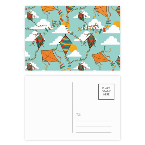Hand Painted Simple Geometry Kite Pattern Postcard Set Birthday Mailing Thanks Greeting Card